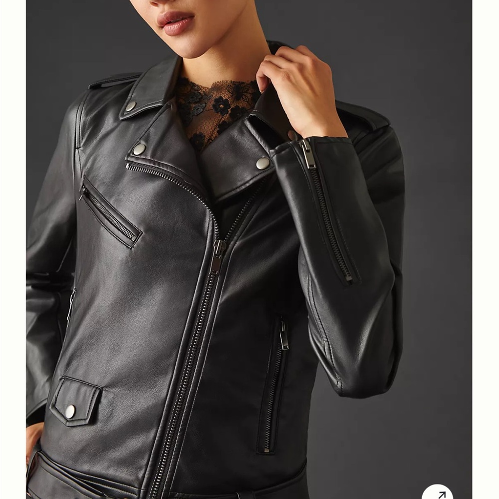 Avec Les Filles Womens Faux Leather Moto Jacket